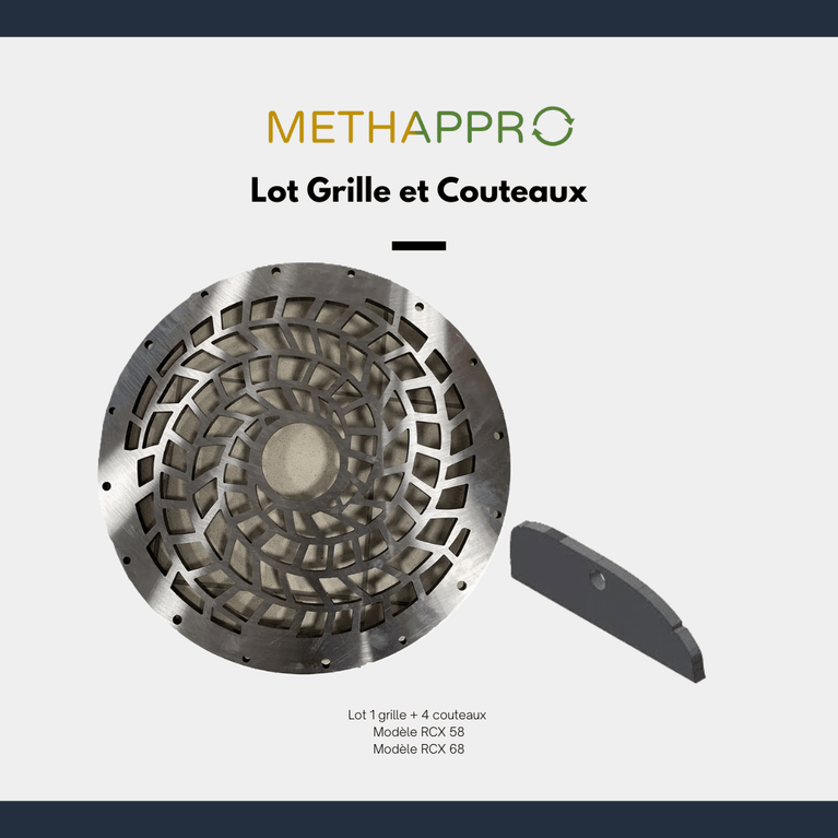 Lot de grilles et couteaux RCX - 68 pour méthaniseurs – Durabilité et performance - Methappro